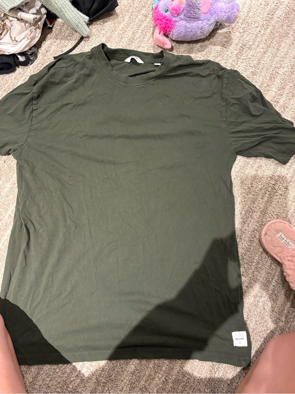 ONLY & SONS Olive Green Crew Neck Short Sleeve Tee